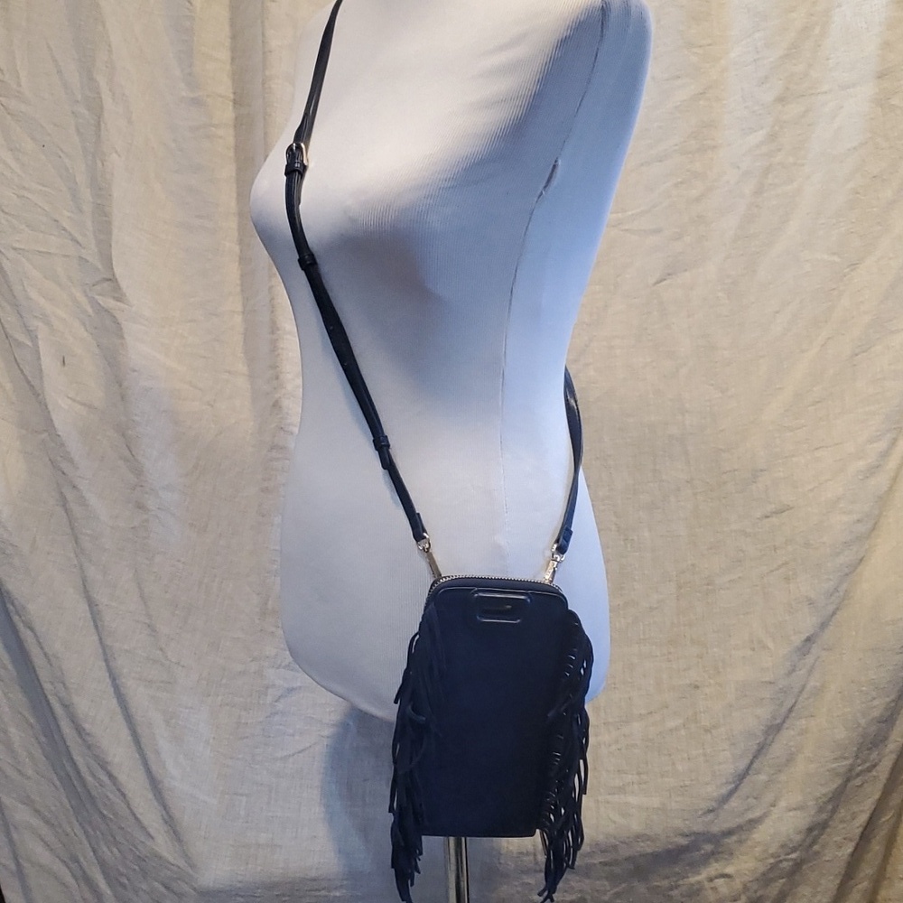 ah dorned Leather Fringed Crossbody Bag